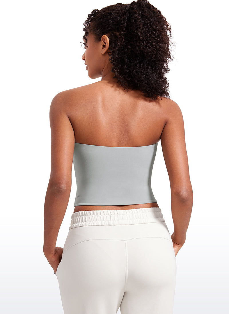 CRZ YOGA Women's Casual Butterluxe Tight Fit Strapless Tops Sterling @model_info:Lais