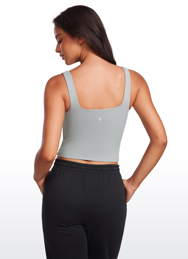CRZ YOGA Women's Yoga Butterluxe Tight Fit Tank Tops Square Neck Sterling