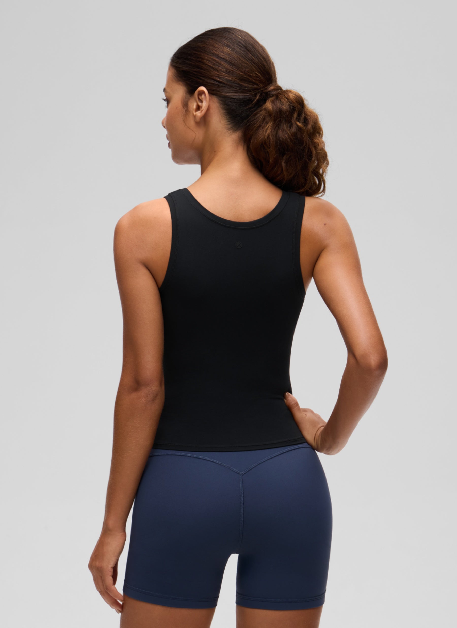 CRZ YOGA Women Softembrace Soft Double Lined Scoop Neck Tanks Casual Tops Black