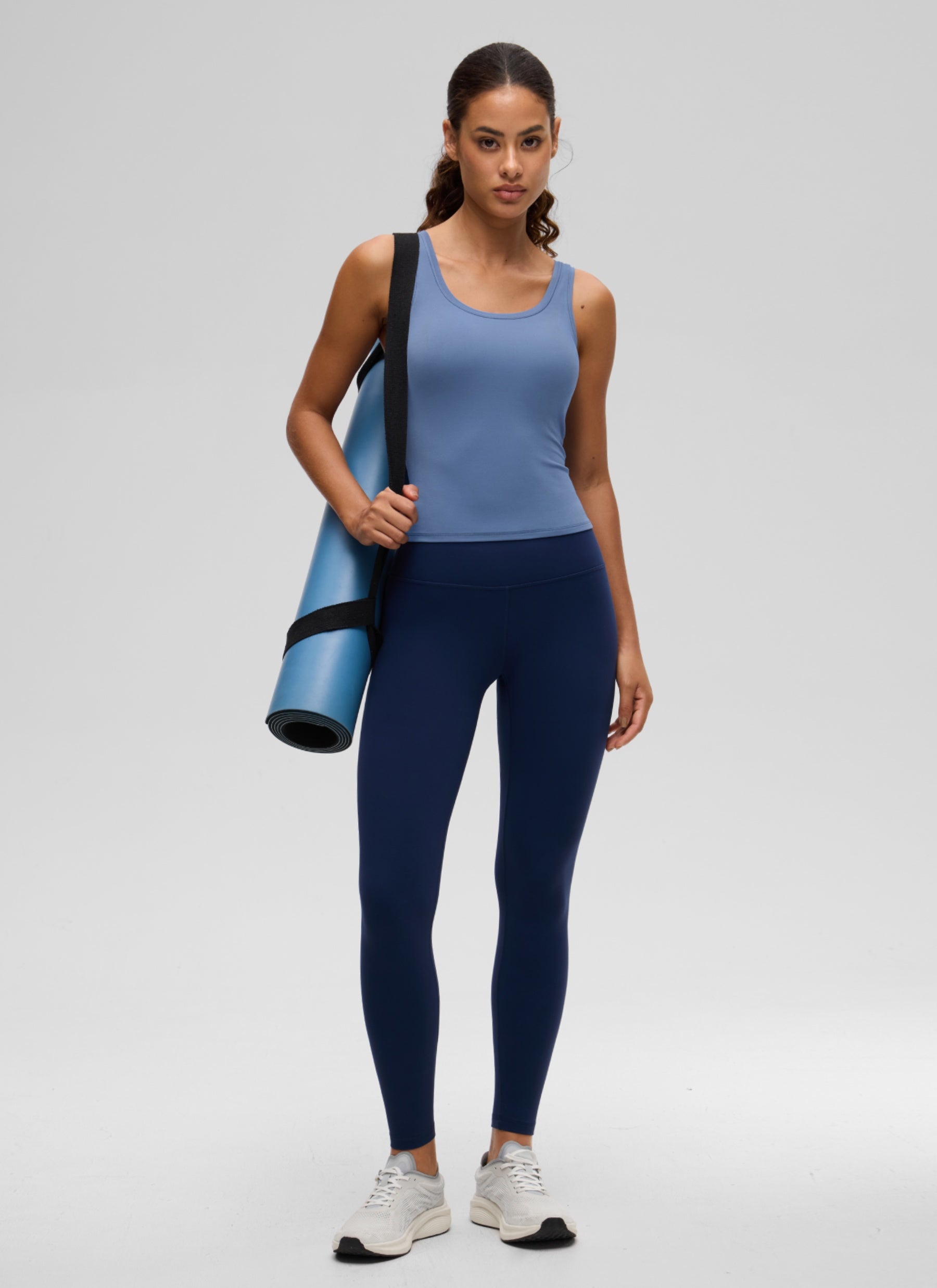CRZ YOGA Women Softembrace Soft Double Lined Scoop Neck Tanks Casual Tops Oasis Blue