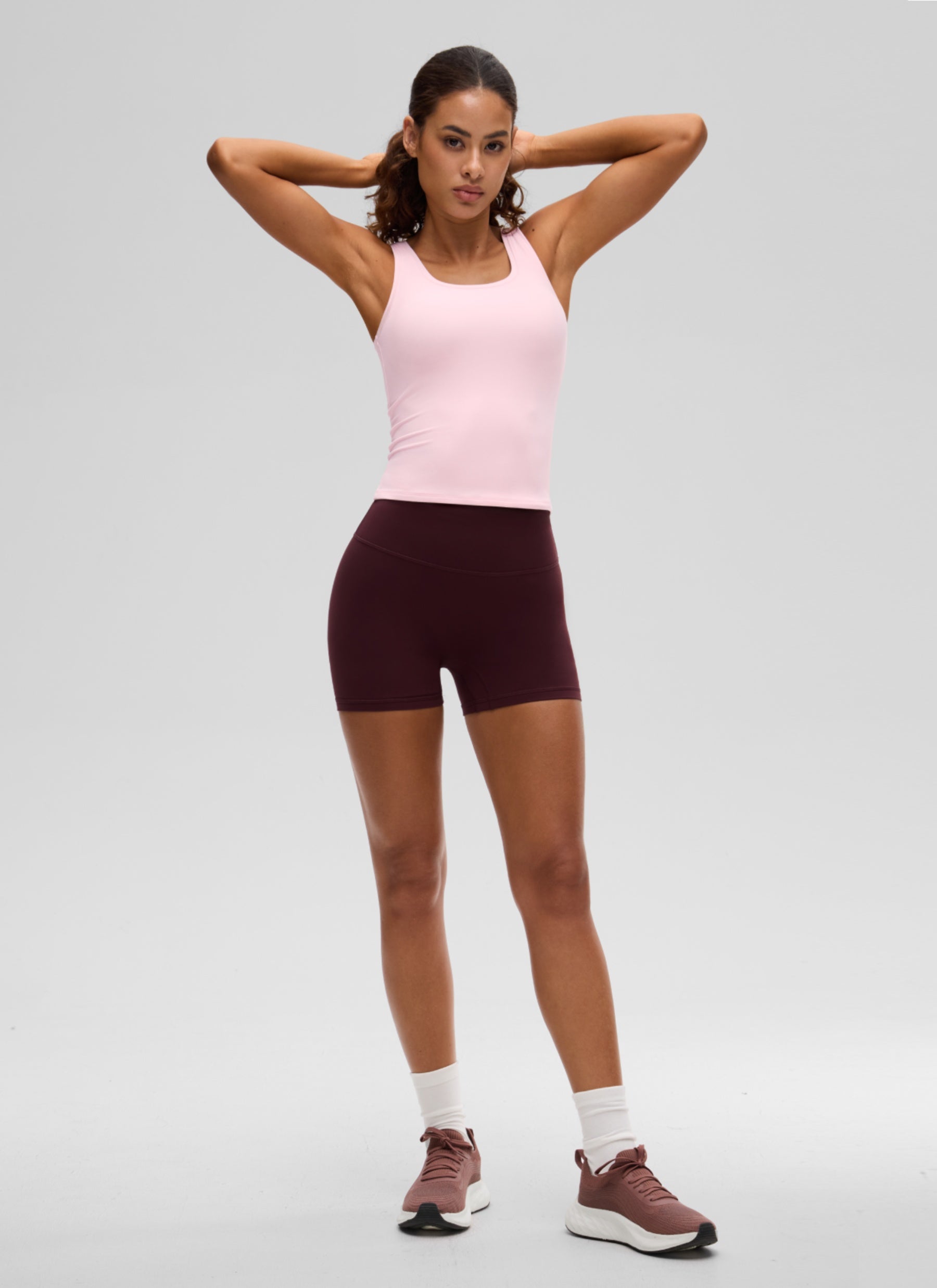 CRZ YOGA Women Softembrace Soft Double Lined Scoop Neck Tanks Casual Tops Strawberry Pink