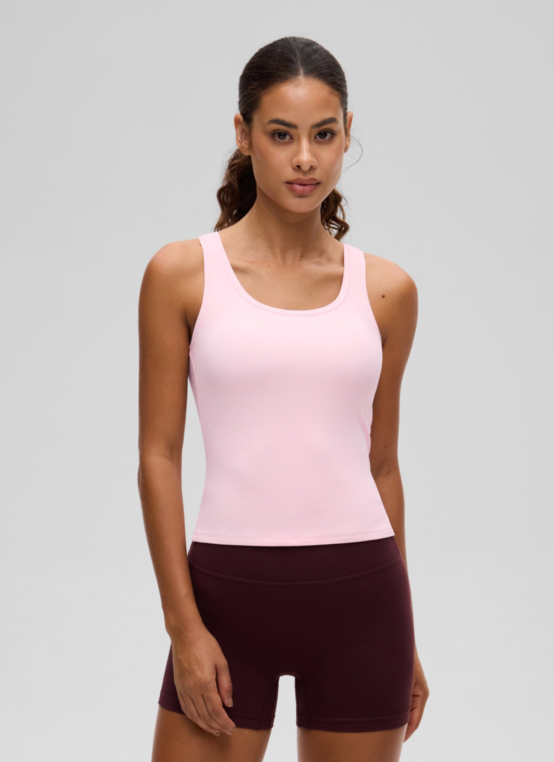 CRZ YOGA Women Softembrace Soft Double Lined Scoop Neck Tanks Casual Tops Strawberry Pink