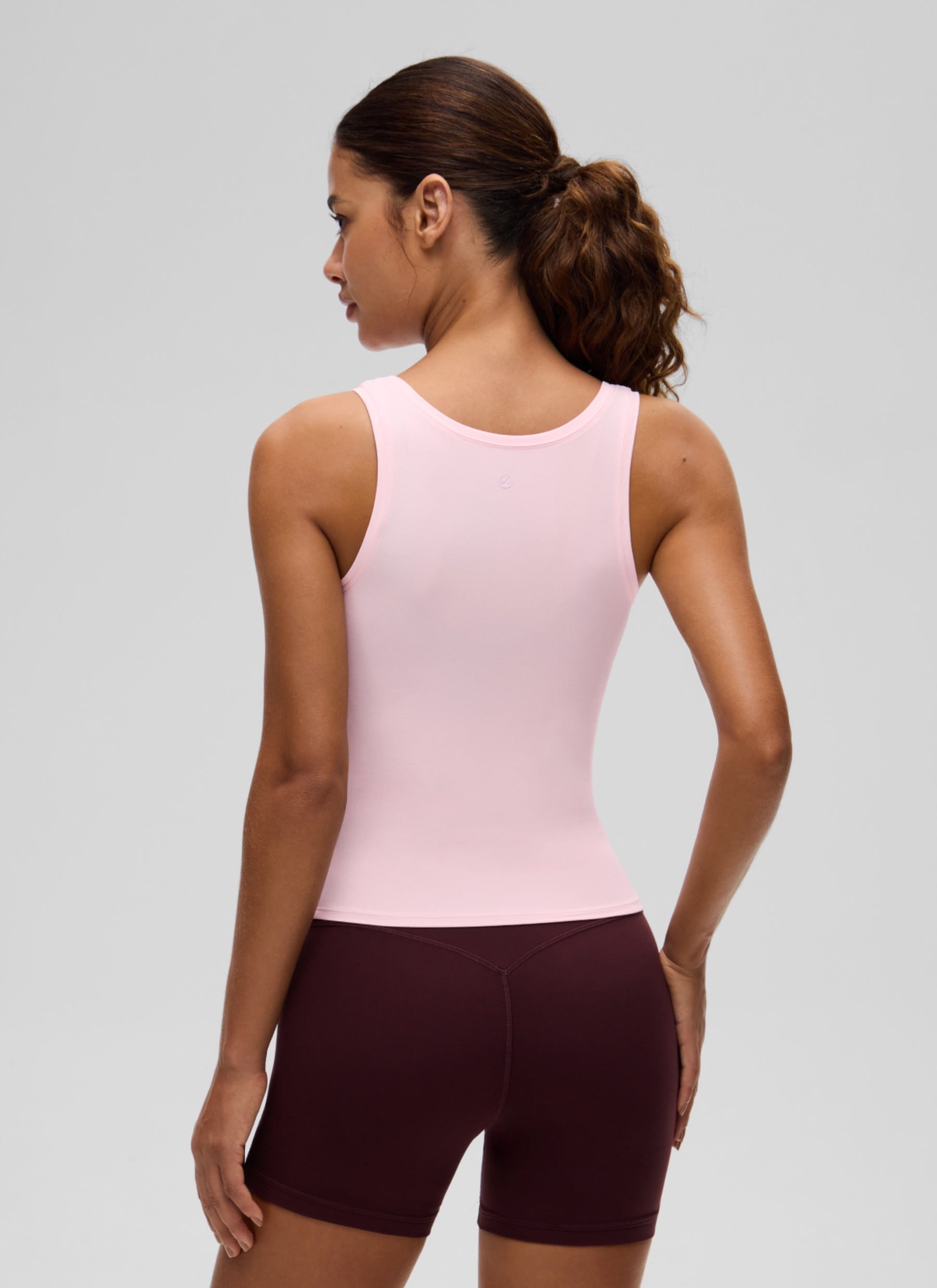 CRZ YOGA Women Softembrace Soft Double Lined Scoop Neck Tanks Casual Tops Strawberry Pink