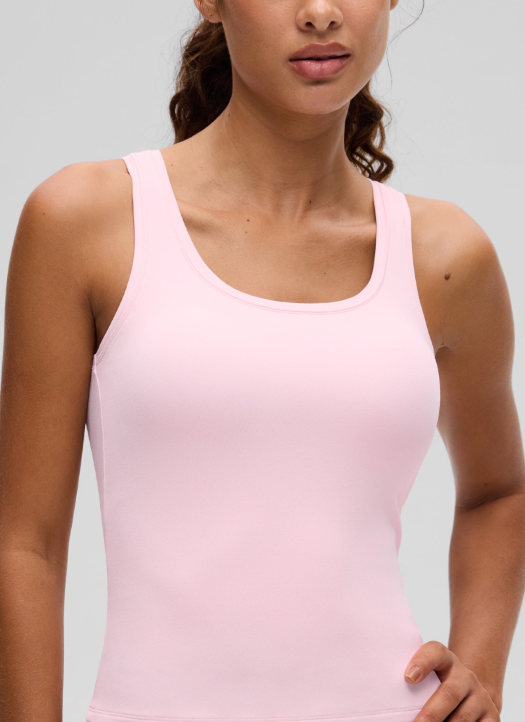 CRZ YOGA Women Softembrace Soft Double Lined Scoop Neck Tanks Casual Tops Strawberry Pink