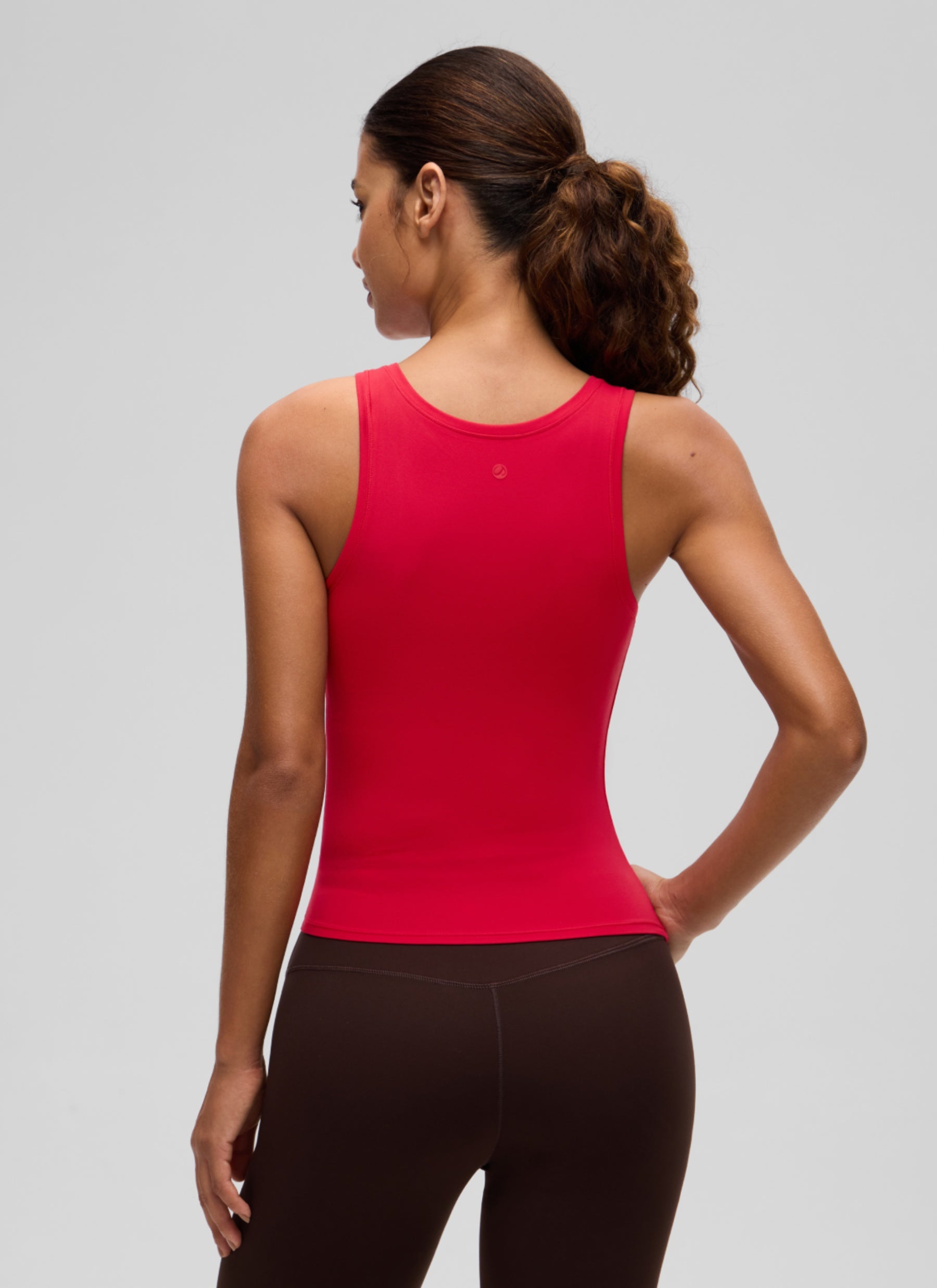 CRZ YOGA Women Softembrace Soft Double Lined Scoop Neck Tanks Casual Tops Aurora Red