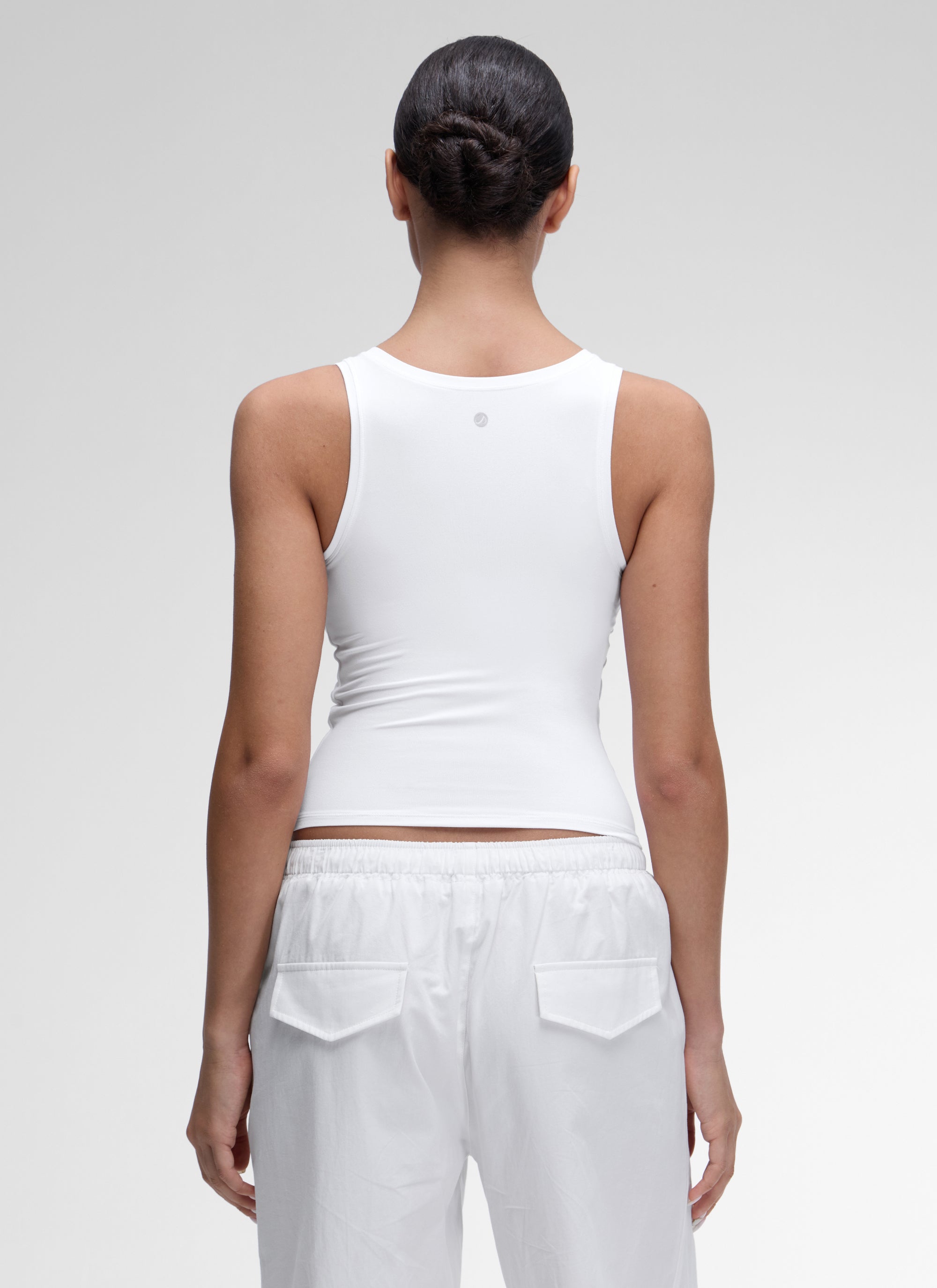 CRZ YOGA Women Softembrace Soft Double Lined Scoop Neck Tanks Casual Tops White