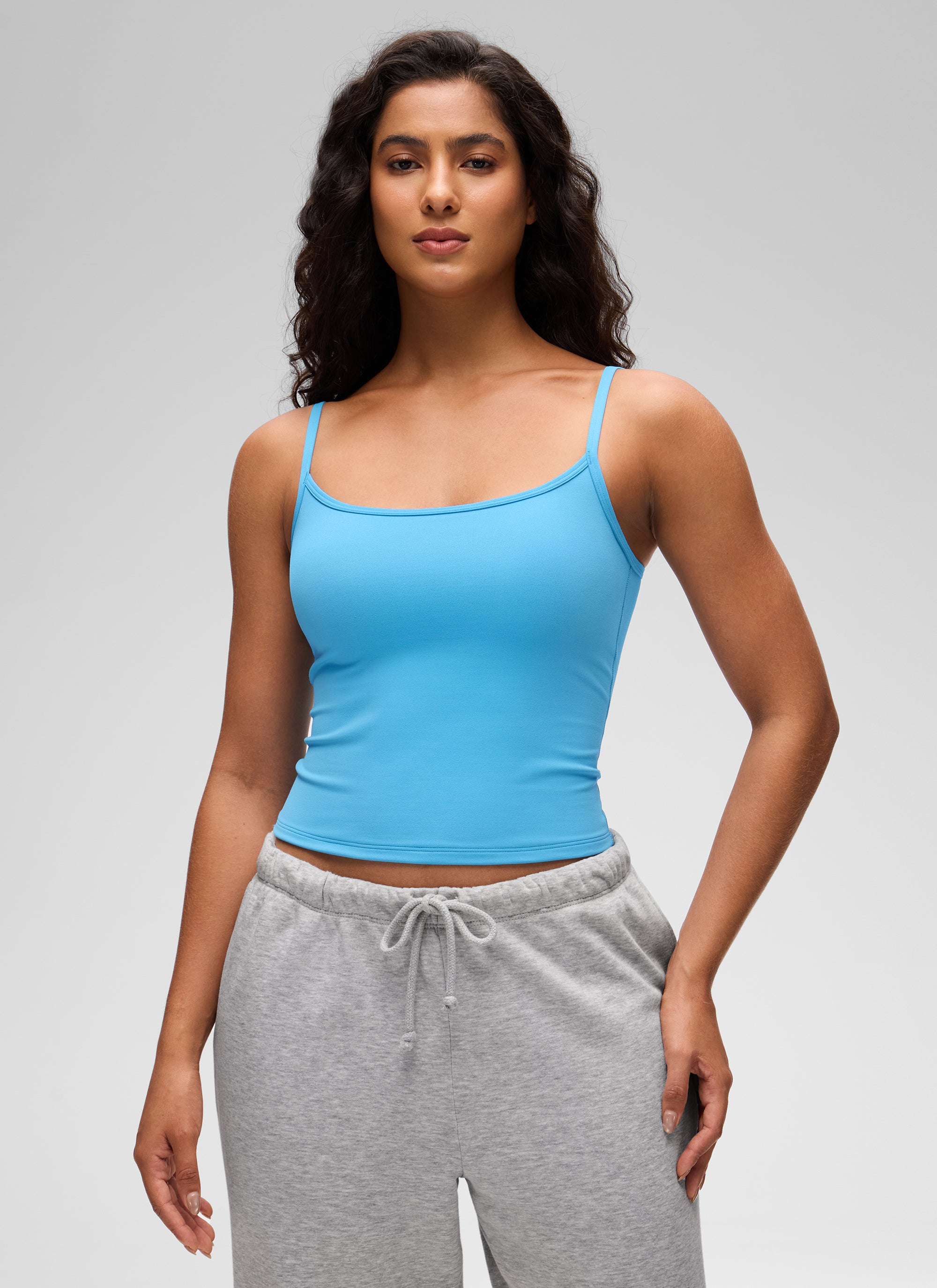 CRZ YOGA Women's Butterluxe Casual Scoop Neck U Back Double Lined Tank Kayak Blue @model_info:Carol
