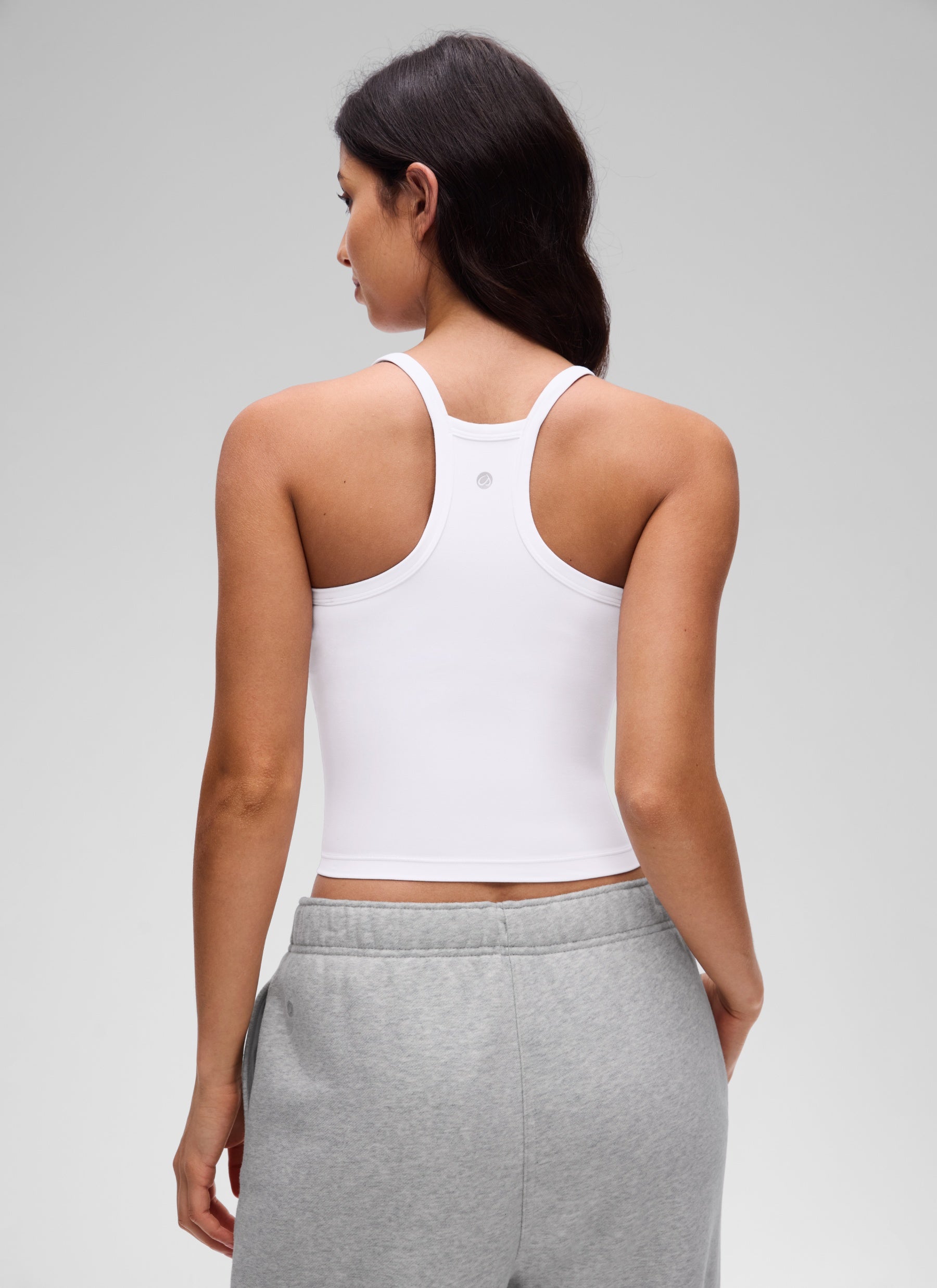 CRZ YOGA Women's Butterluxe Soft Double Lined V Neck Racerback Tanks White