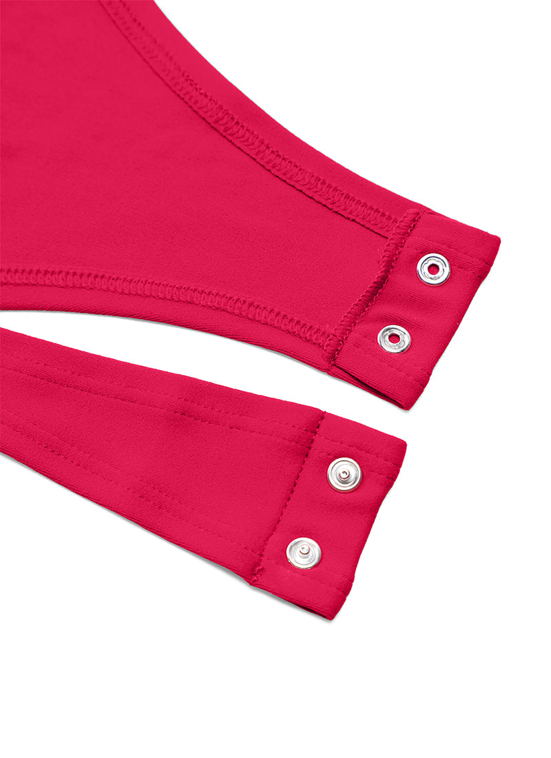 CRZ YOGA Women's Yoga Tight Fit Crew Neck Long Sleeves Bodysuits Viva Magenta