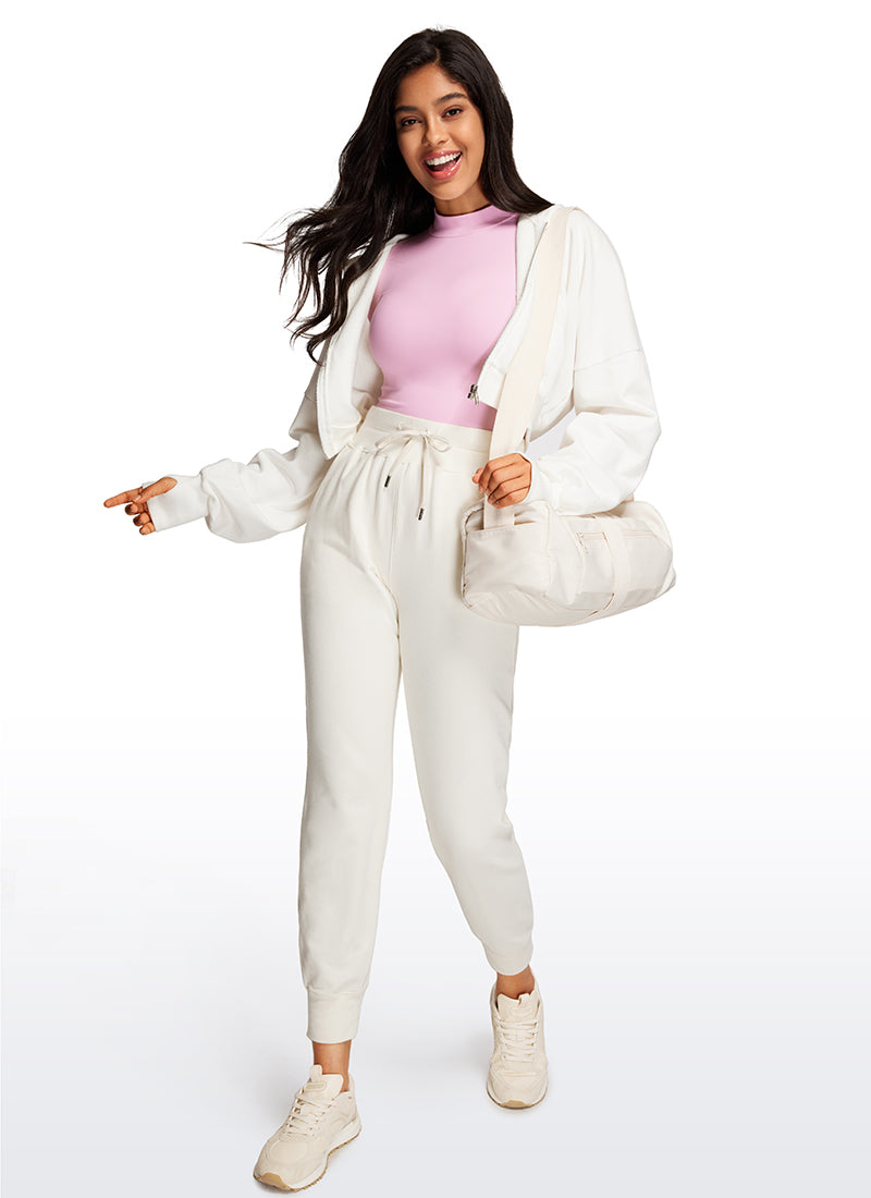 CRZ YOGA Women's Yoga Tight Fit Mock Turtleneck Long Sleeves Bodysuits Pink Peony