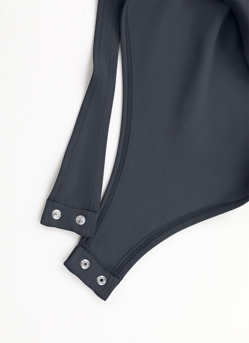 CRZ YOGA Women's Yoga Tight Fit Square Neck Long Sleeves Bodysuits True Navy