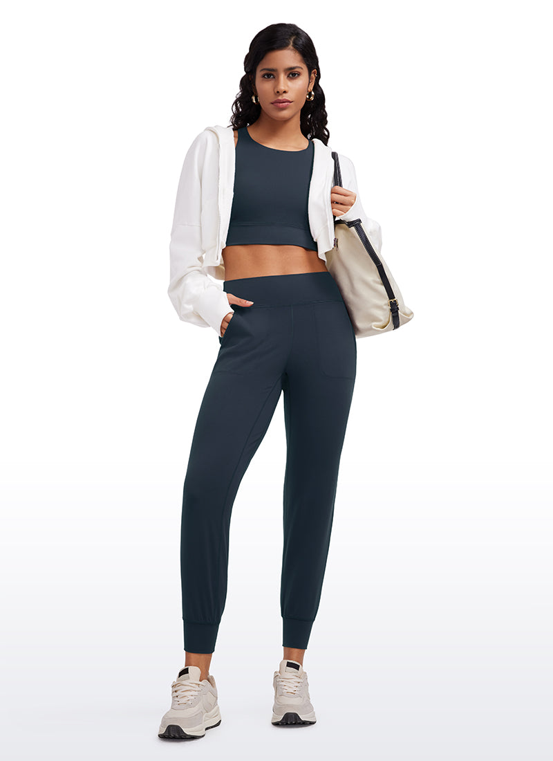 CRZ YOGA Women's Butterluxe High Rise Joggers Pants with Pockets 27'' Olive Green