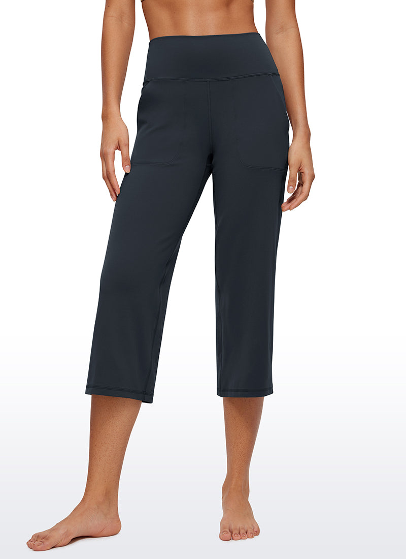 CRZ YOGA Women's Butterluxe High Rise Wide Leg Pants with Pockets 23'' True Navy