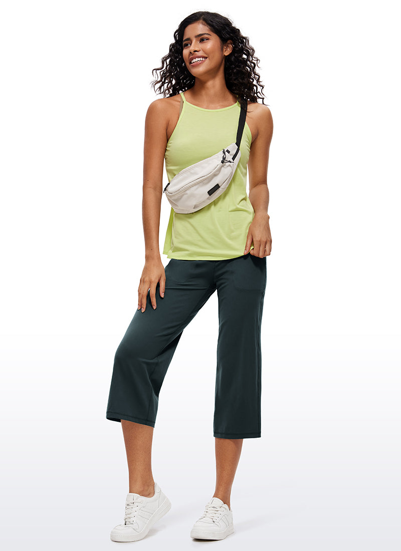 CRZ YOGA Women's Butterluxe High Rise Wide Leg Pants with Pockets 23'' Forest Dark Green