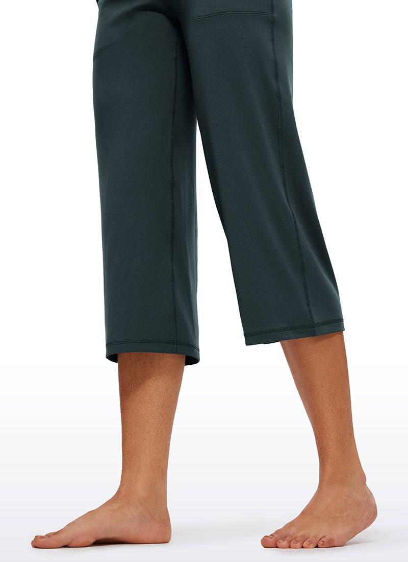 CRZ YOGA Women's Butterluxe High Rise Wide Leg Pants with Pockets 23'' Forest Dark Green