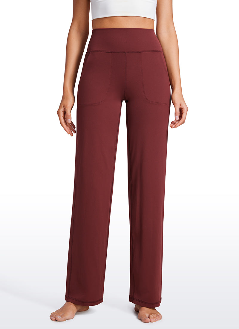 CRZ YOGA Women's Butterluxe High Rise Wide Leg Pants with Pockets 31'' Noctilucence Red