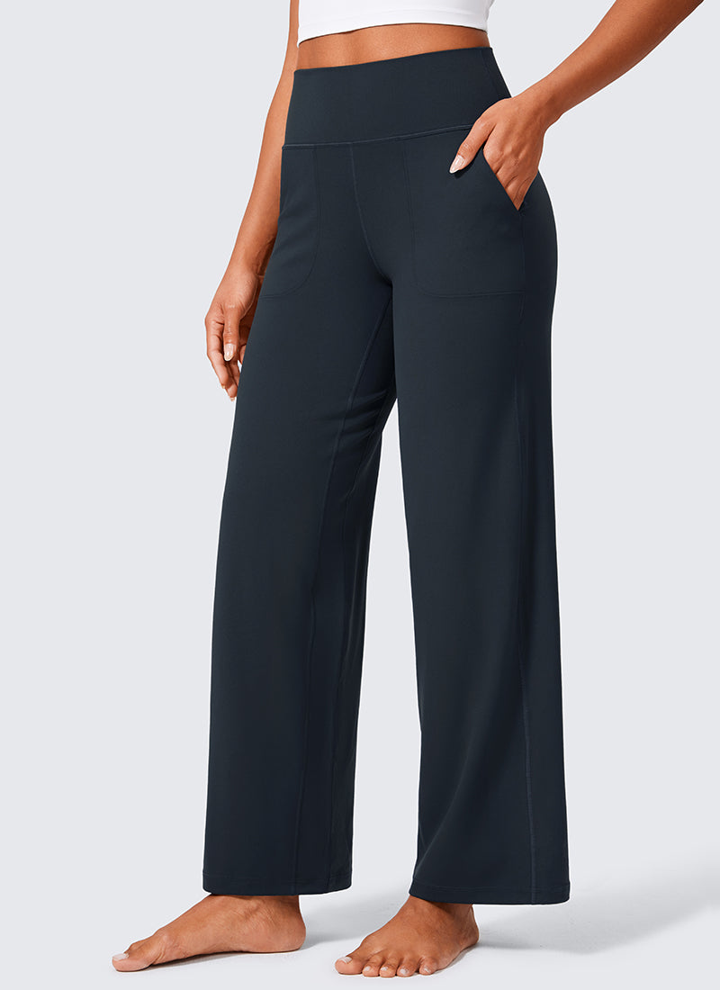 CRZ YOGA Women's Butterlift High Waisted Wide Leg Pants with Pockets True Navy