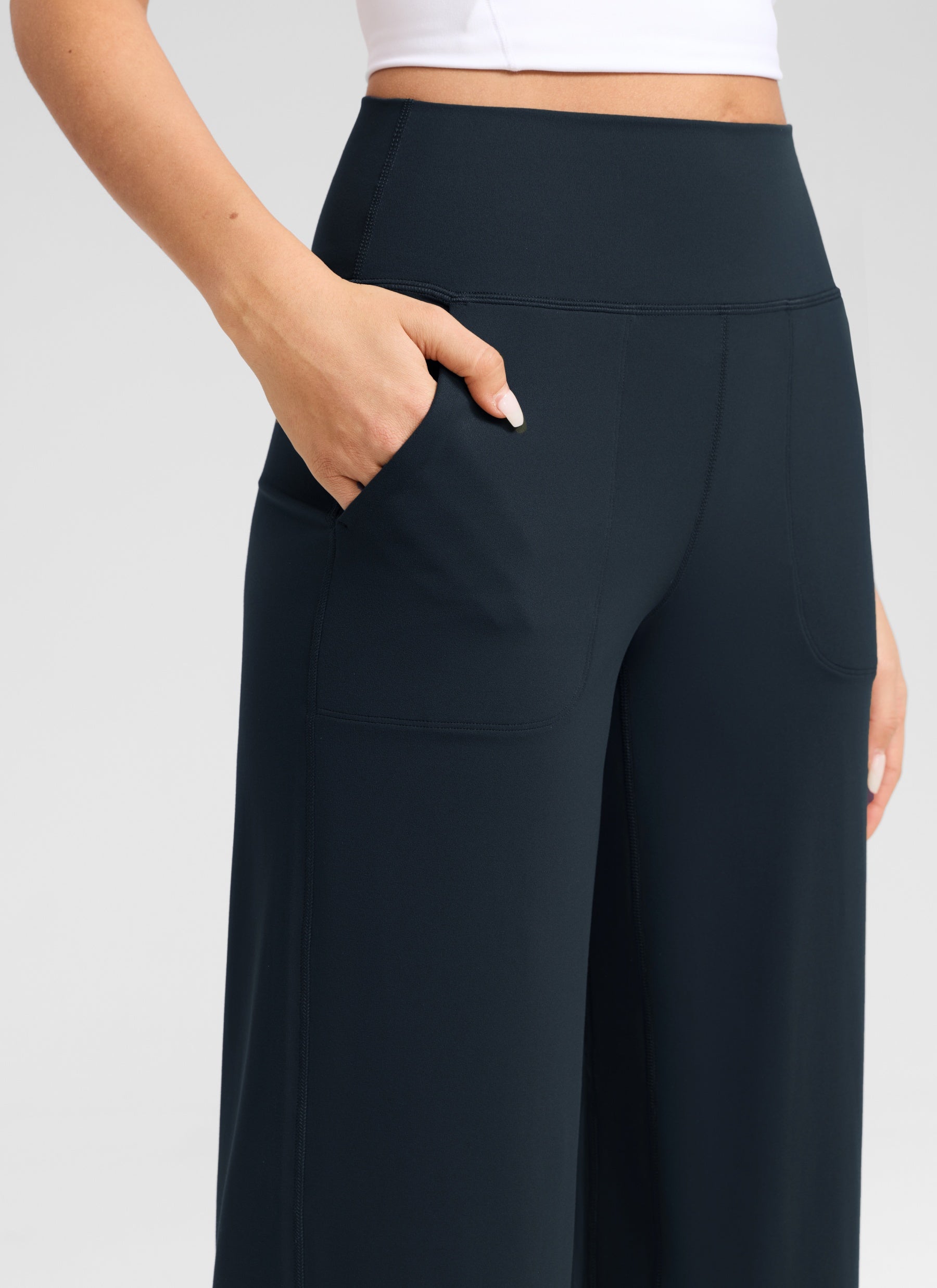 CRZ YOGA Women's Butterlift High Waisted Wide Leg Pants with Pockets True Navy
