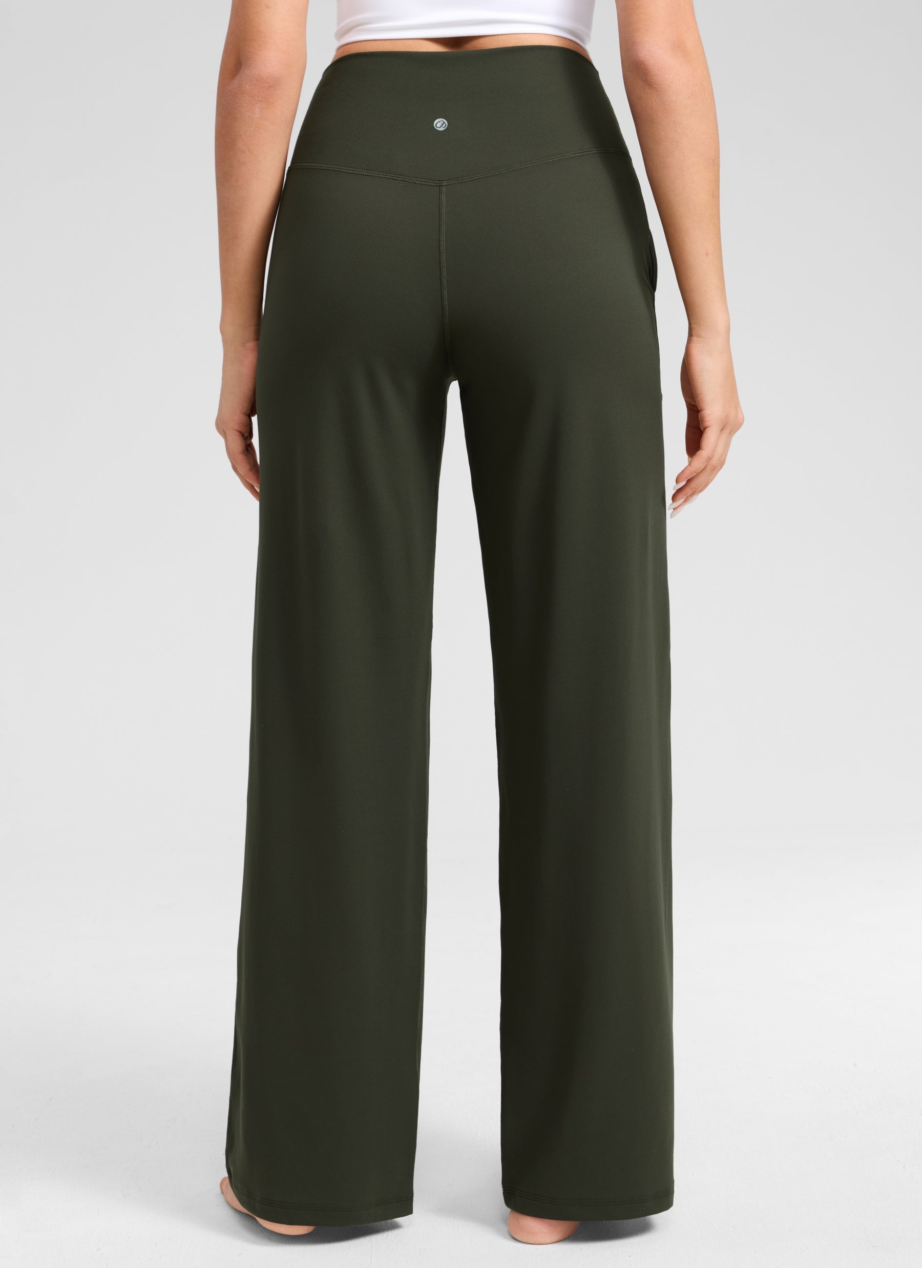 CRZ YOGA Women's Butterlift High Waisted Wide Leg Pants with Pockets Olive Green