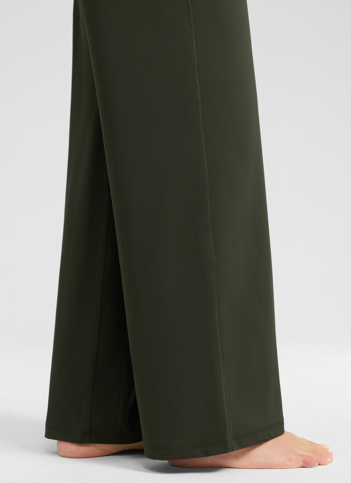 CRZ YOGA Women's Butterlift High Waisted Wide Leg Pants with Pockets Olive Green @model_info:Anano
