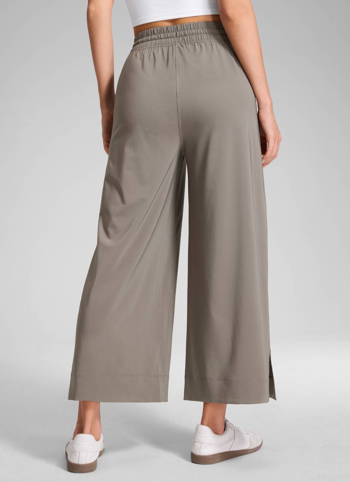 CRZ YOGA Women's  Causal High Waisted Wide Leg Pockets Pants 25'' Nomad Grey