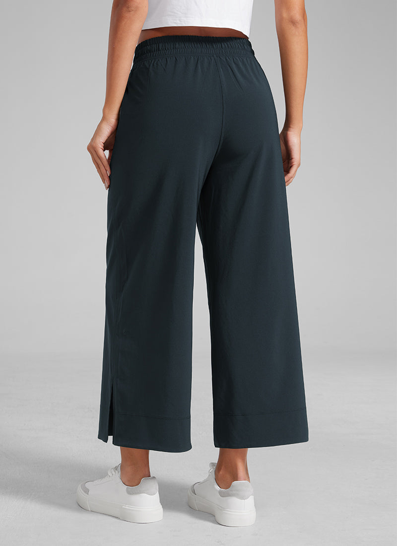 CRZ YOGA Women's  Causal High Waisted Wide Leg Pockets Pants 25'' True Navy