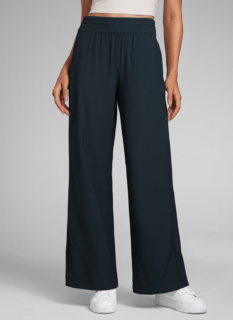 CRZ YOGA Women's Casual High Rise Wide Leg Pants with Pockets 30'' True Navy