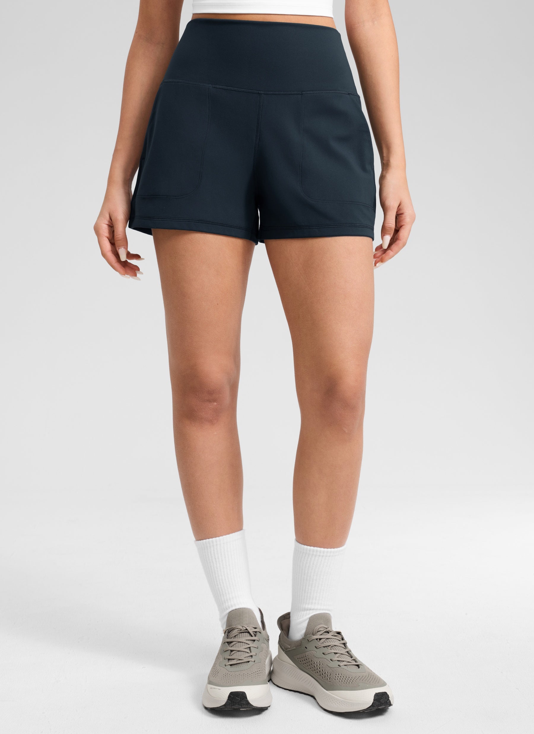 CRZ YOGA Women Butterlift High Waisted Shorts with Pockets Linerless True Navy