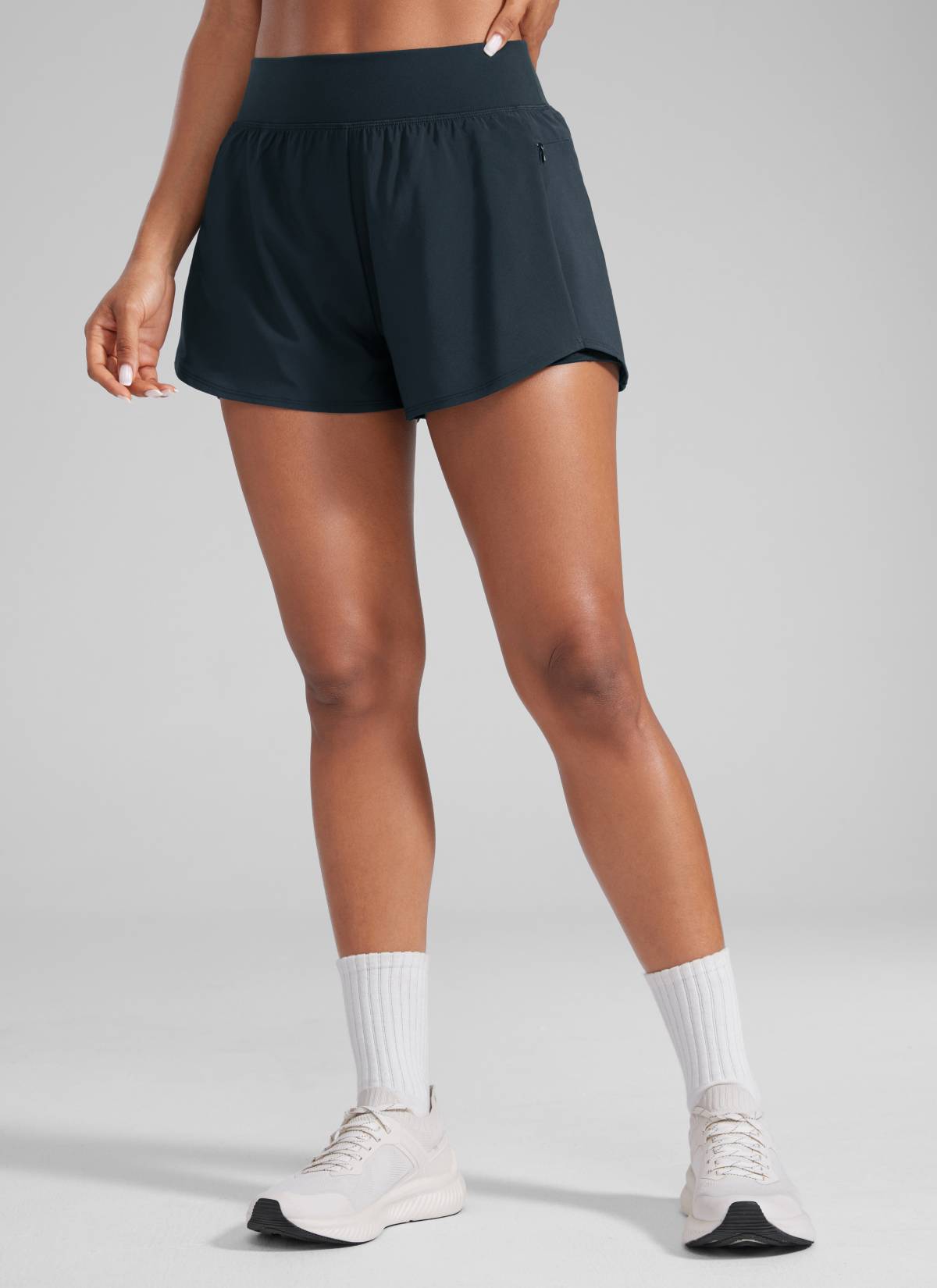 CRZ YOGA Women's Running High Waisted 2 in 1 Shorts with Pockets 3