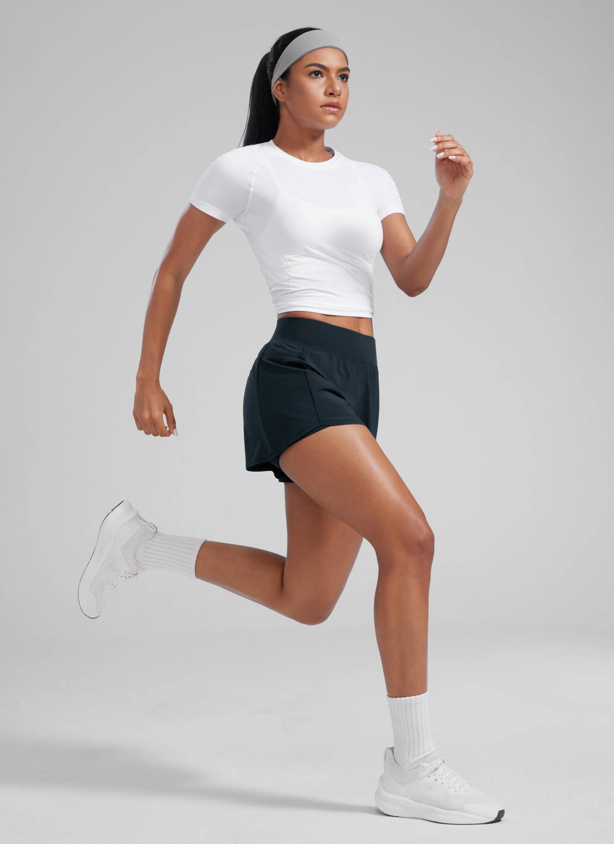 CRZ YOGA Women's Running High Waisted 2 in 1 Shorts with Pockets 3