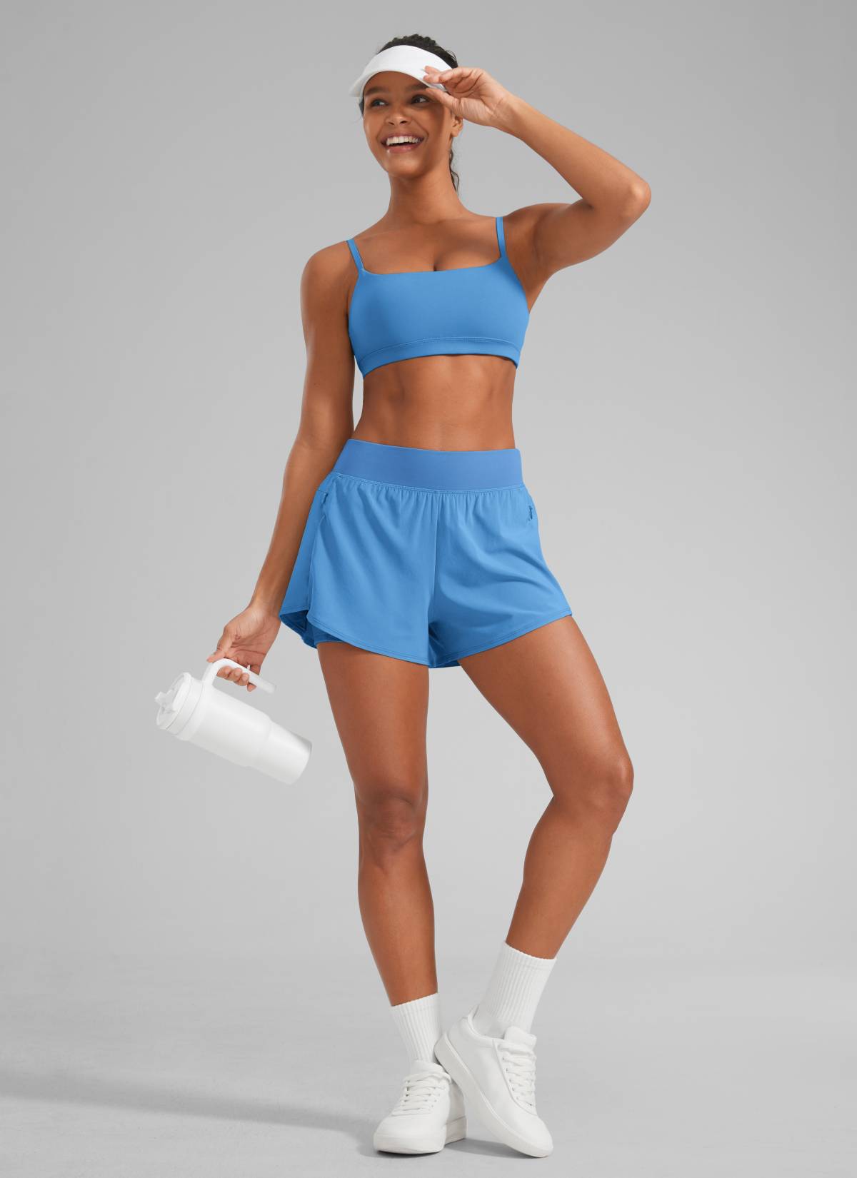 CRZ YOGA Women's Running High Waisted 2 in 1 Shorts with Pockets 3