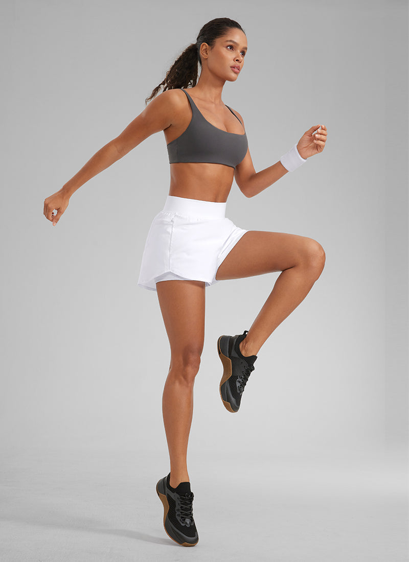 CRZ YOGA Women's Running High Waisted 2 in 1 Shorts with Pockets 3