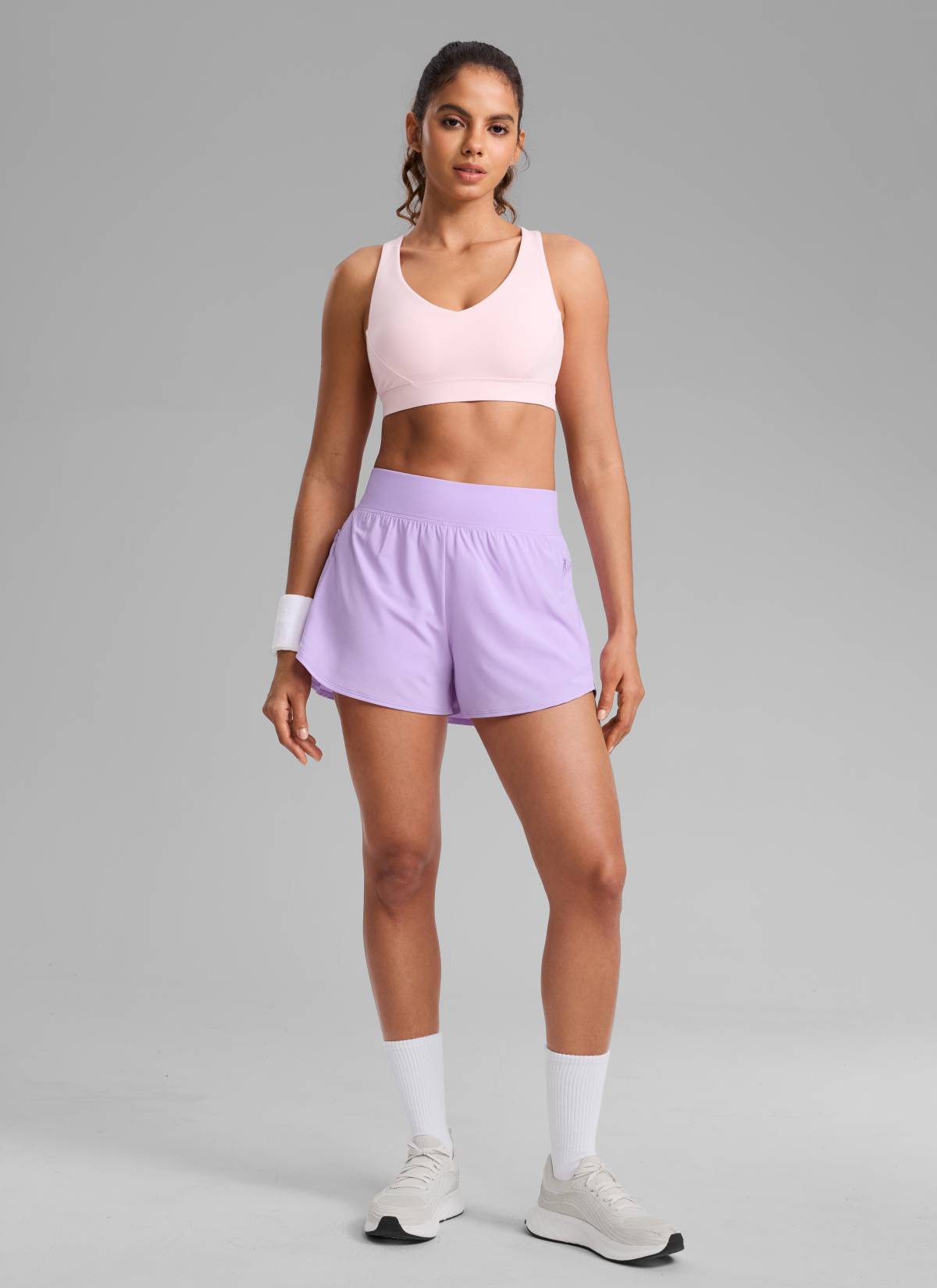 CRZ YOGA Women's Running High Waisted 2 in 1 Shorts with Pockets 3