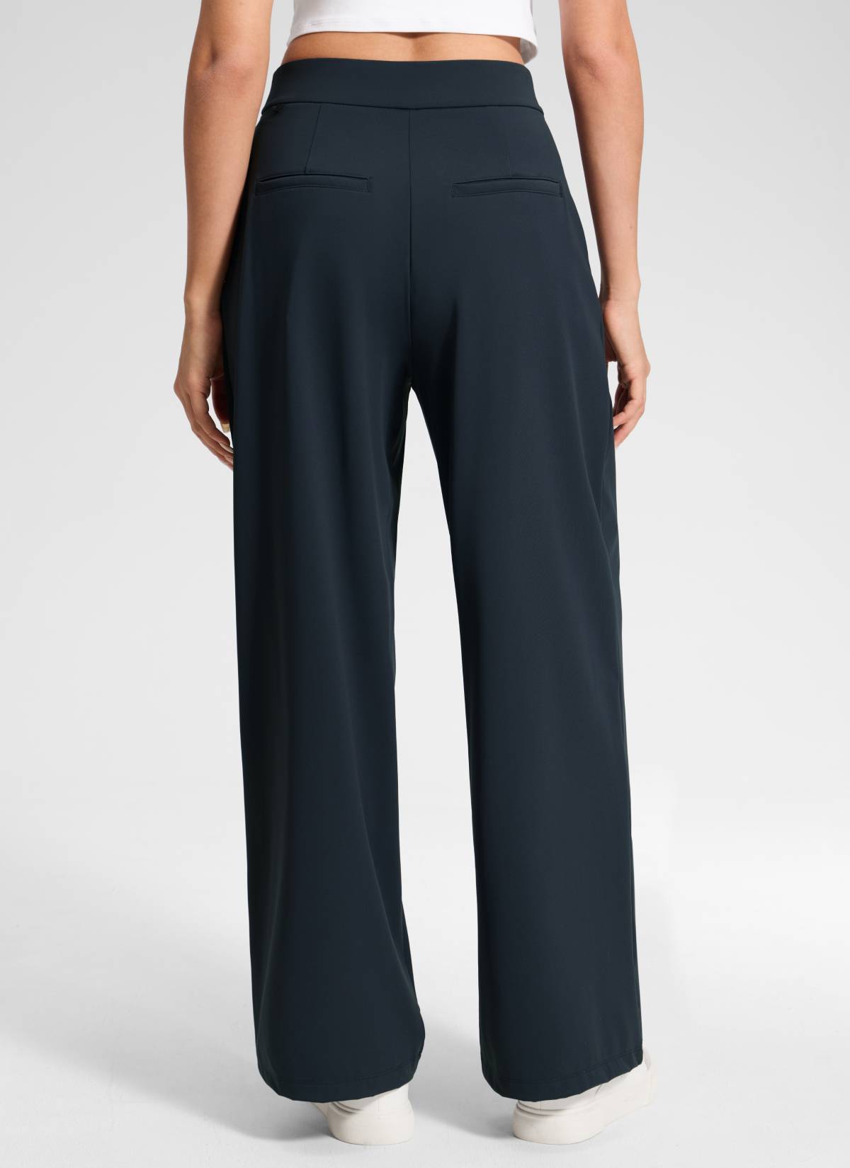 CRZ YOGA Women's Business High Rise Drawstring Pocket Wide Leg Pant True Navy