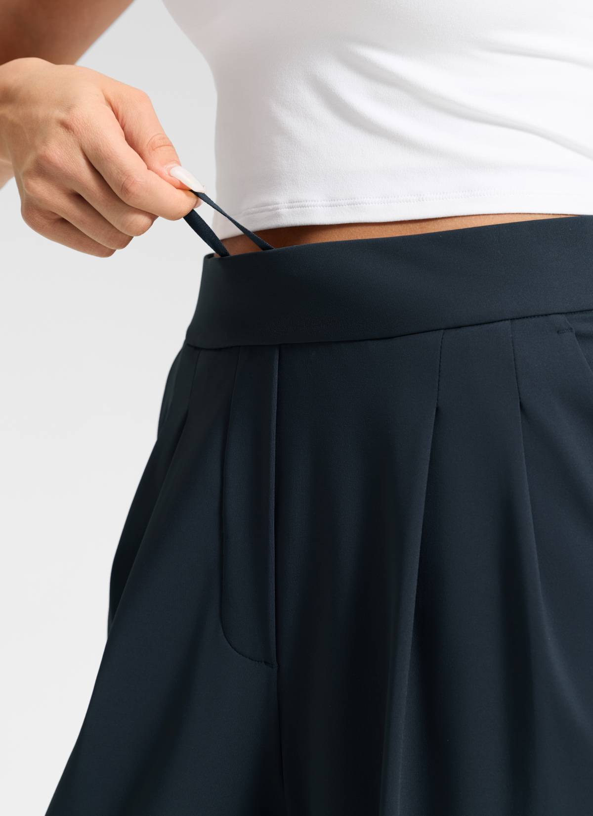 CRZ YOGA Women's Business High Rise Drawstring Pocket Wide Leg Pant True Navy