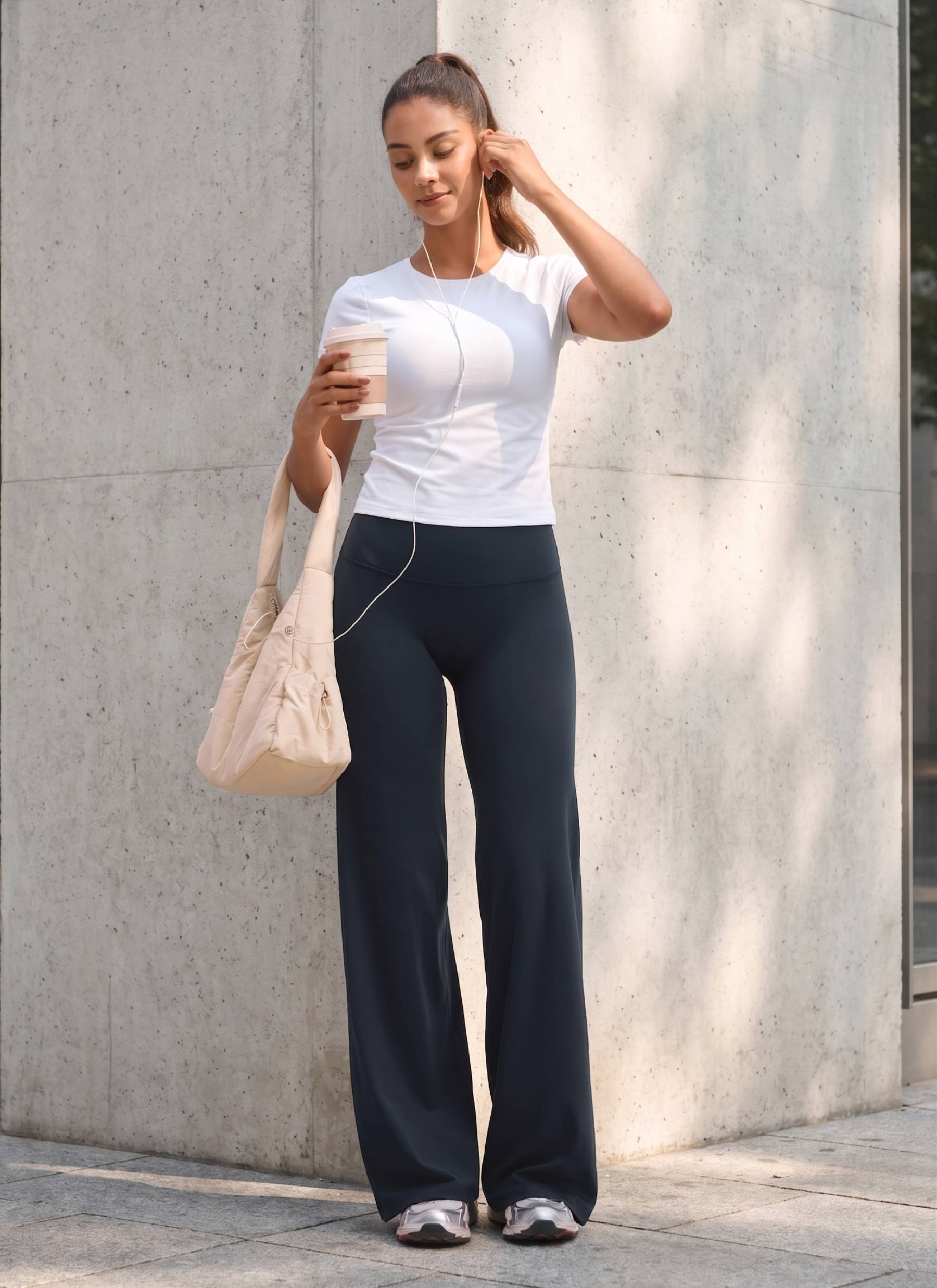 CRZ YOGA Women's Softretch Workout No Front Seam Wide Leg Pant 32