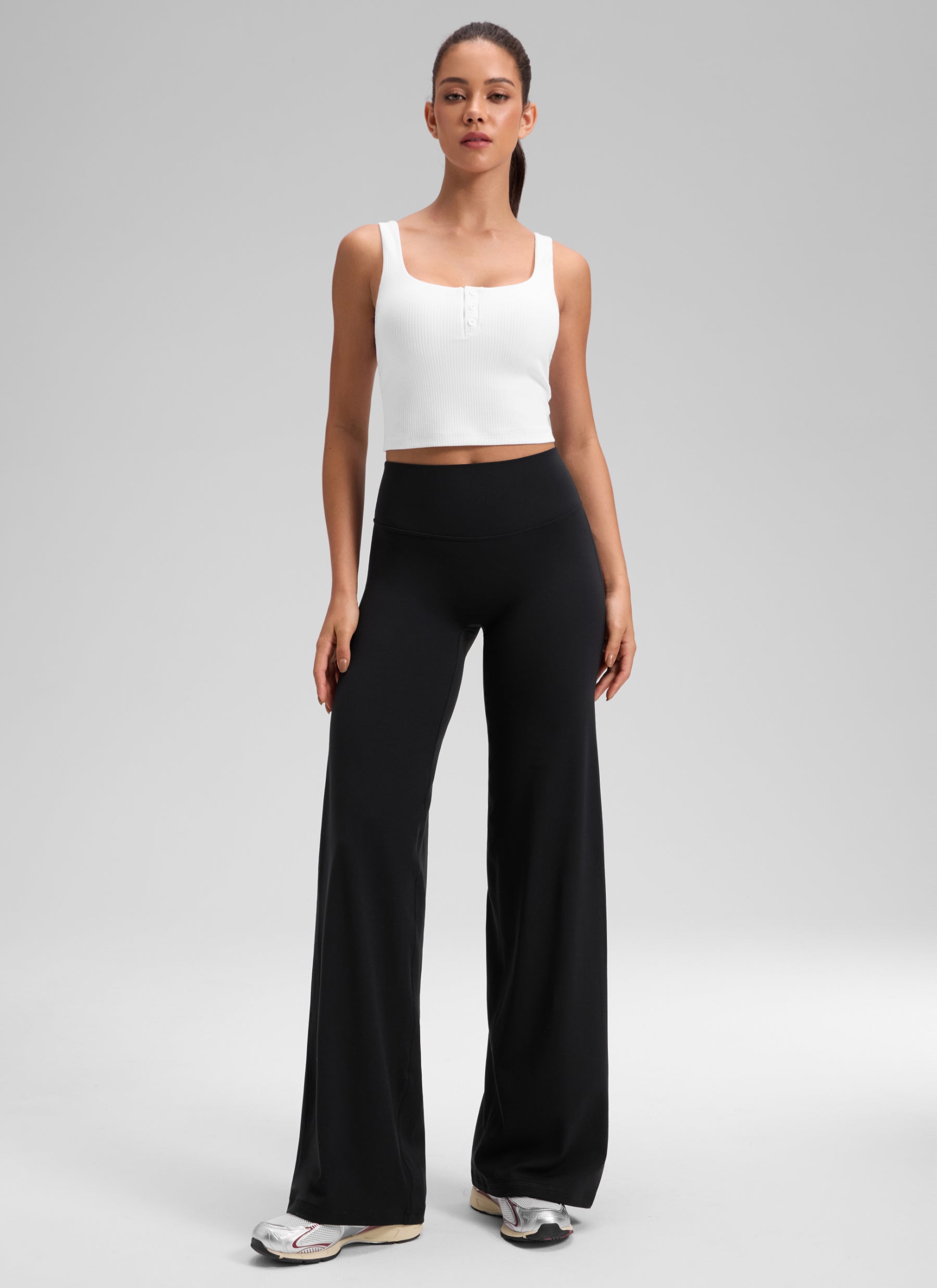 CRZ YOGA Women's Softretch Workout No Front Seam Wide Leg Pant 32