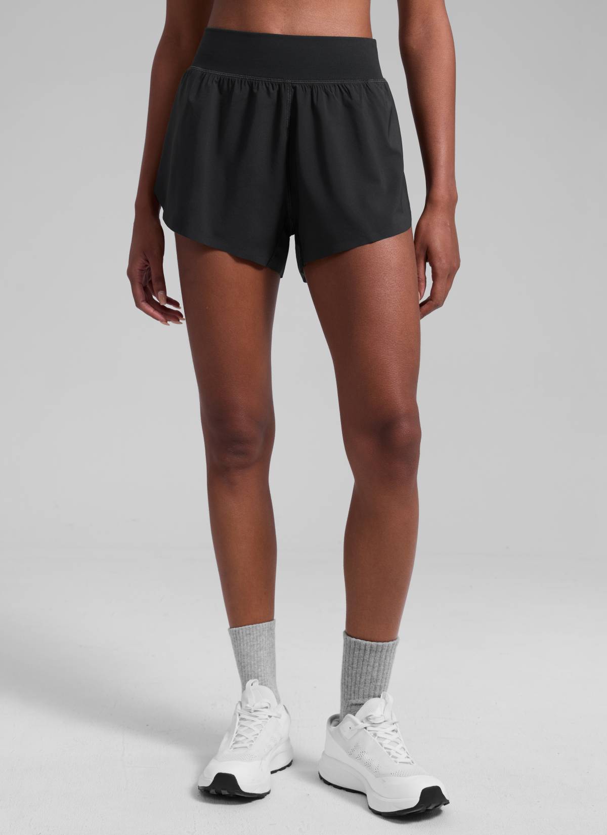 CRZ YOGA Women's Running High Rise Mesh Lined Shorts 3'' Workout Short Black