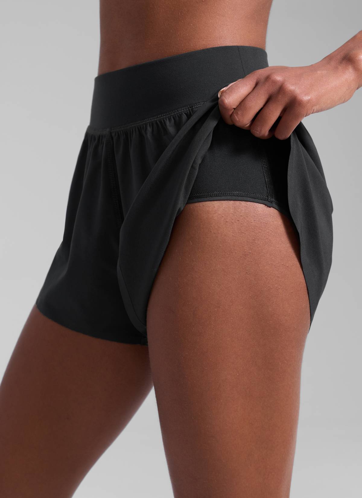 CRZ YOGA Women's Running High Rise Mesh Lined Shorts 3'' Workout Short Black