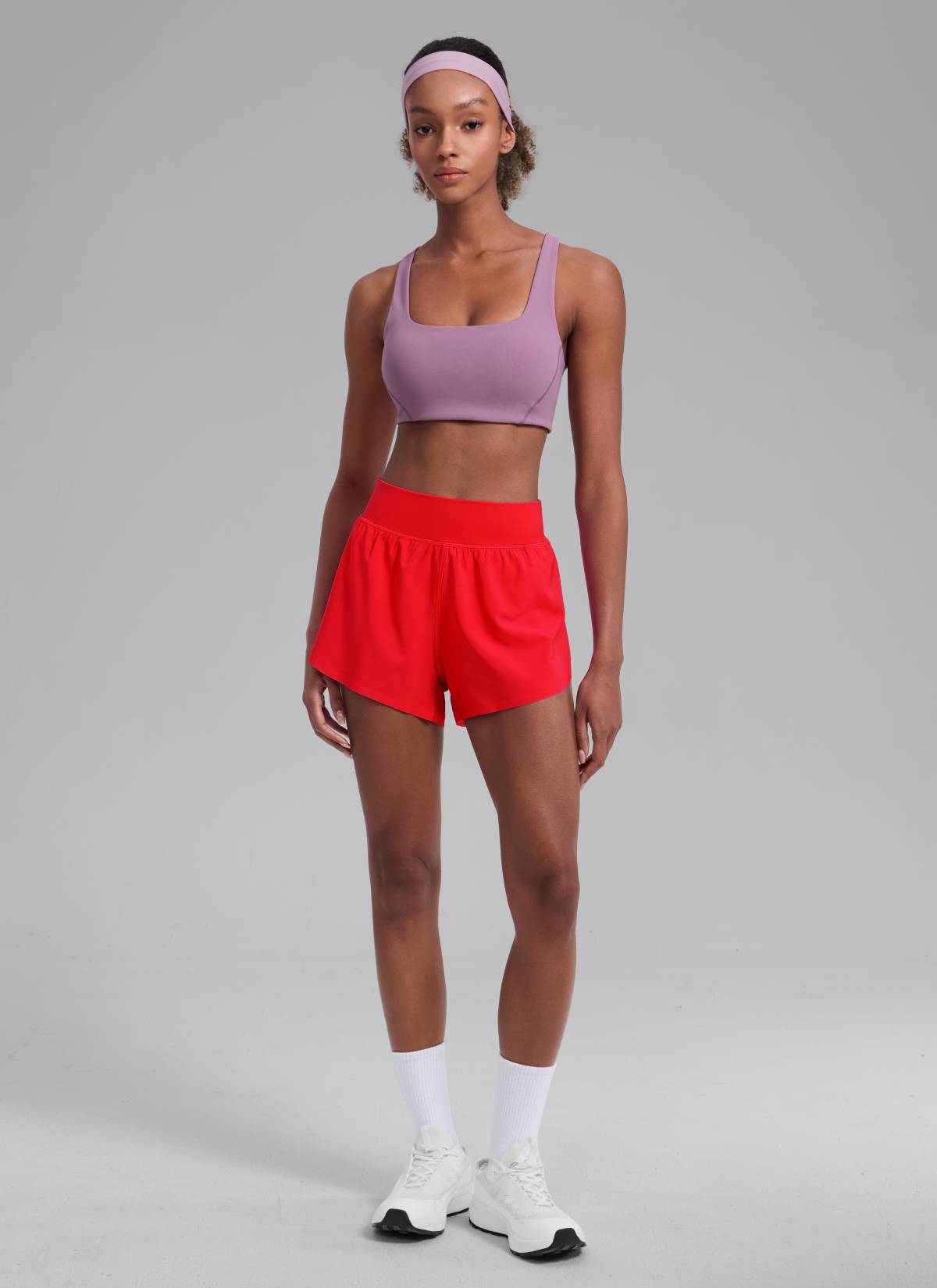 CRZ YOGA Women's Running High Rise Mesh Lined Shorts 3'' Workout Short Deep Red