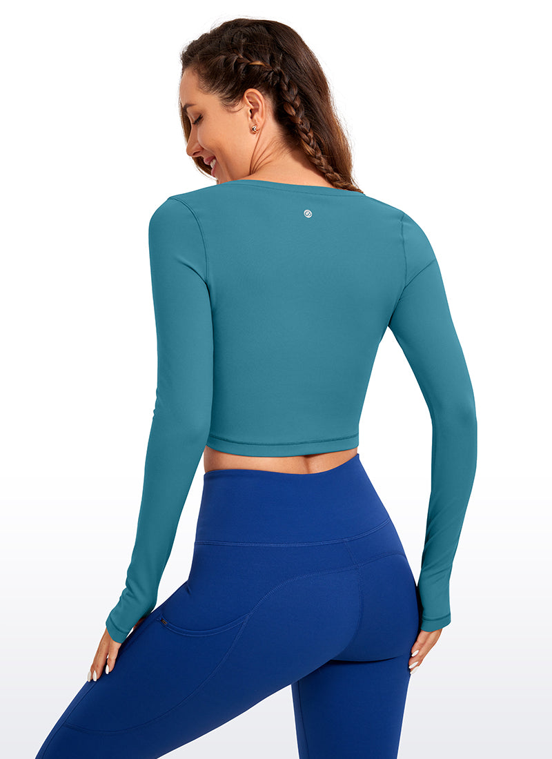 CRZ YOGA Leggings de yoga de manga larga Butterluxe para mujer Borealis Green
