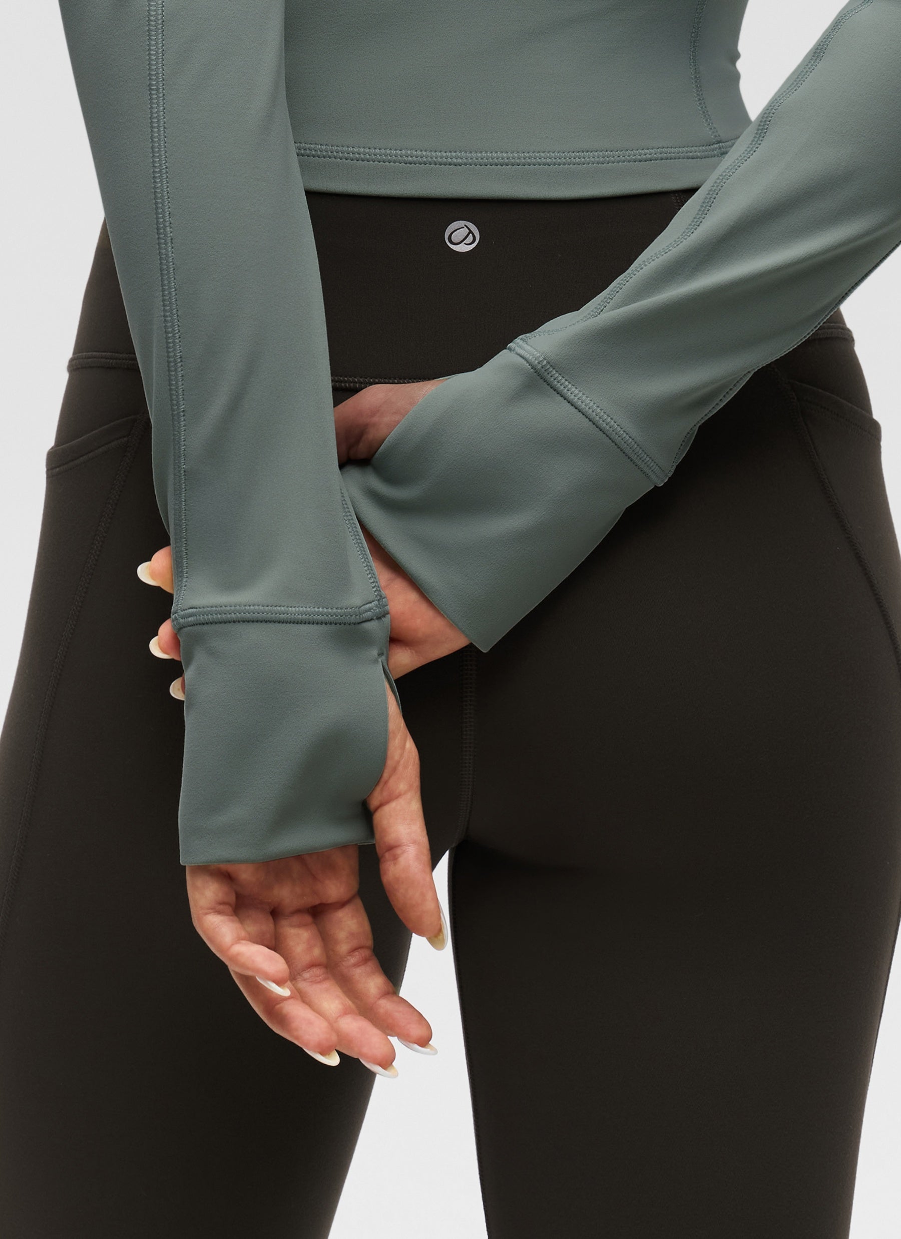 CRZ YOGA Women's Yoga Slim Fit Tops Butterluxe Half-Zip Long Sleeve Grey Sage