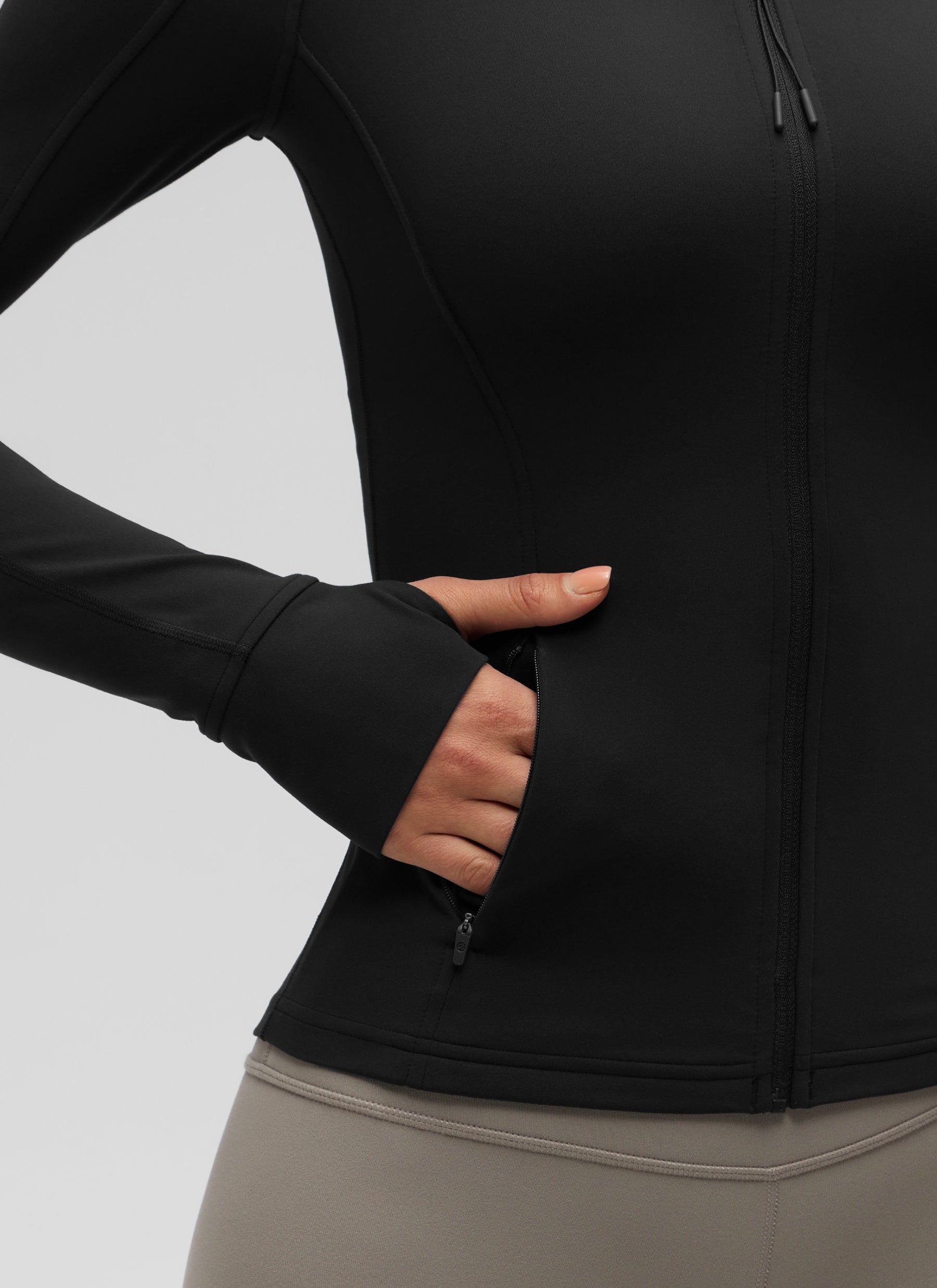 CRZ YOGA Women's Yoga Slim Fit Tops Butterluxe Full Zip Long Sleeves Black