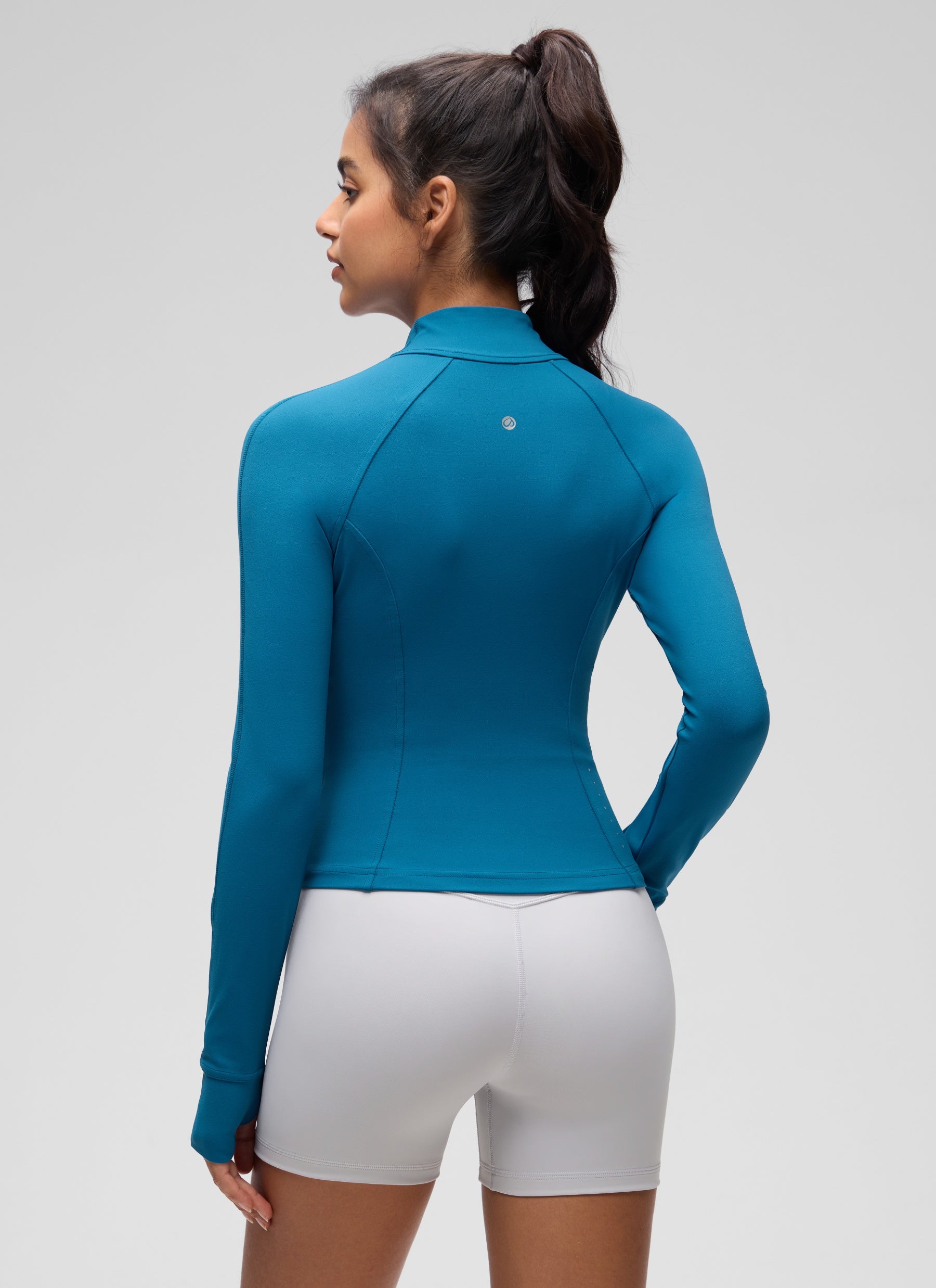 CRZ YOGA Women's Butterluxe Cropped Pocket Outerwear Full Zip Jackets Super-sonic Blue