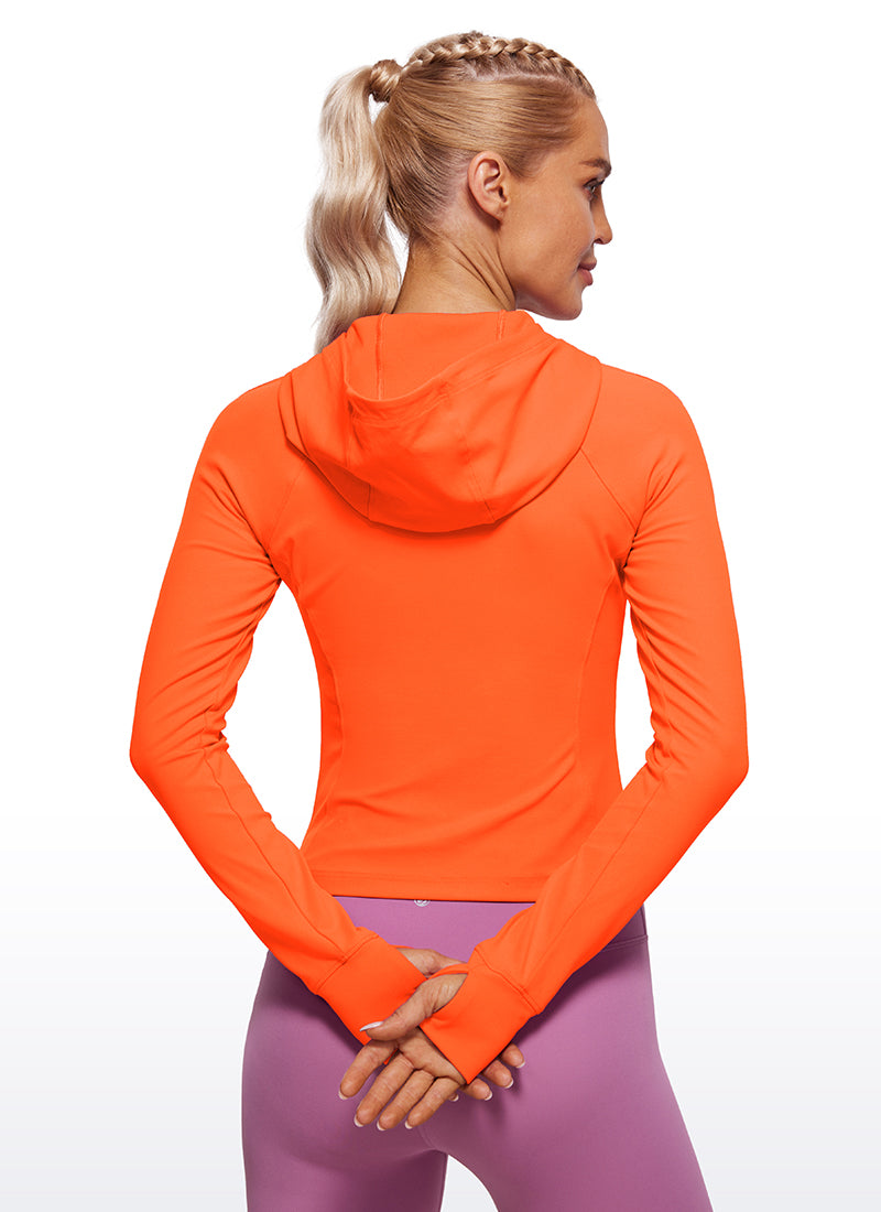 CRZ YOGA Women's Butterluxe Outerwear Full Zip Hoodies Jackets Neon Orange