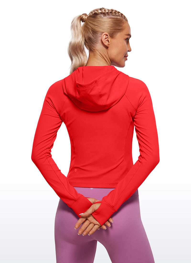 CRZ YOGA Women's Butterluxe Outerwear Full Zip Hoodies Jackets Deep Red