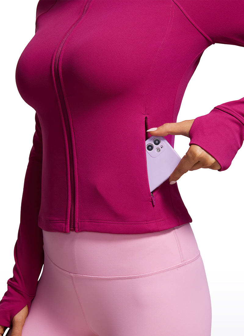 CRZ YOGA Women's Butterluxe Outerwear Full Zip Hoodies Jackets Magenta Purple