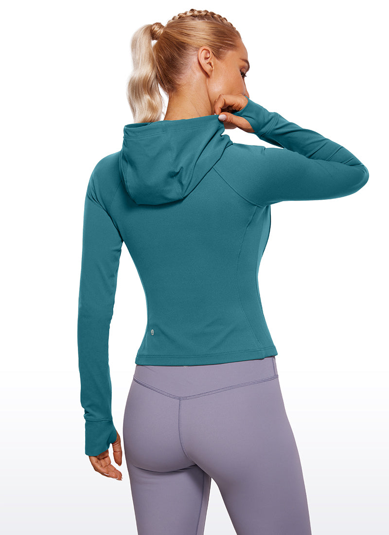 CRZ YOGA Women's Butterluxe Outerwear Full Zip Hoodies Jackets Green Jade